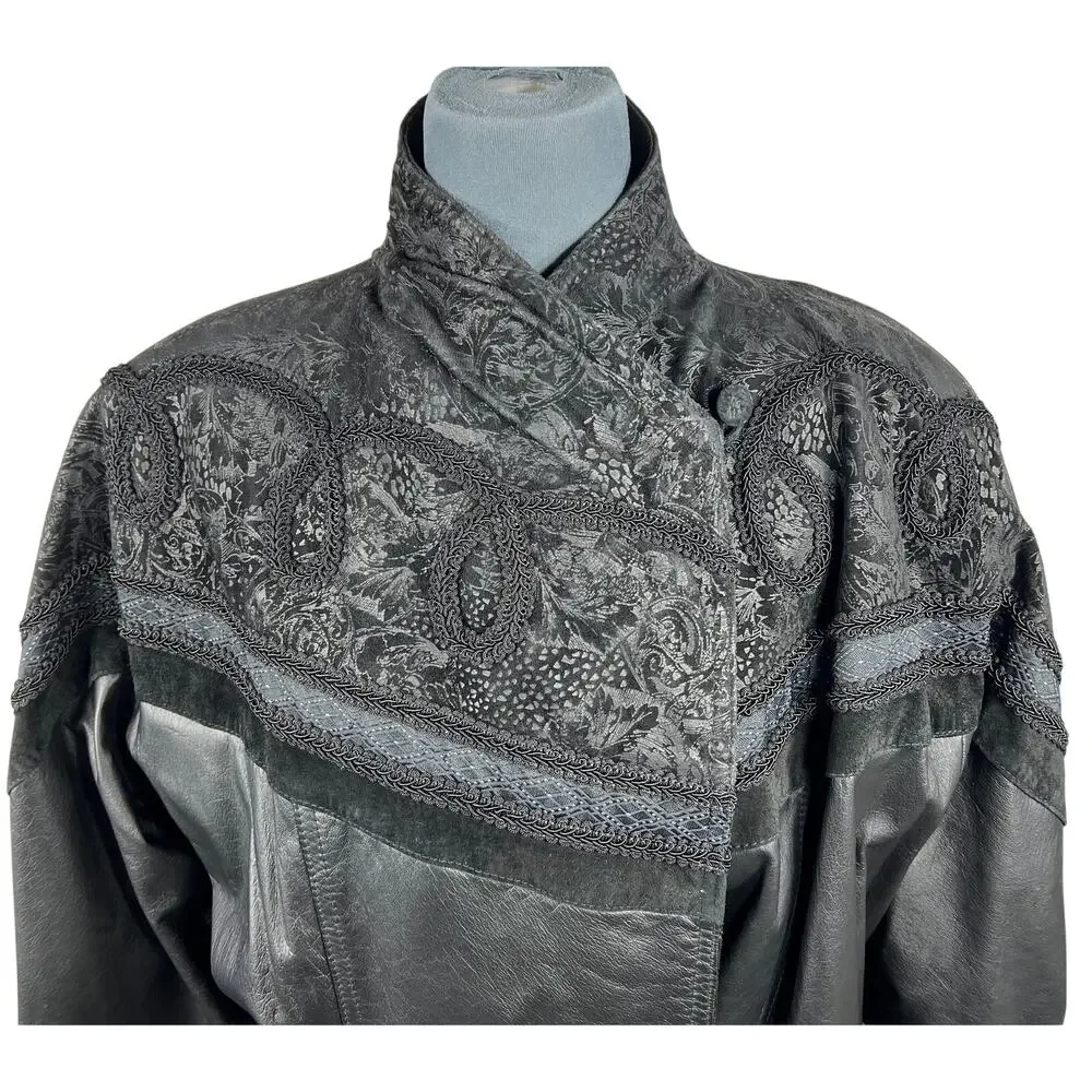 Wilsons Leather Long Trench Coat Jacket Mens Medium Black VTG Lace Suede Lined - Picture 10 of 16